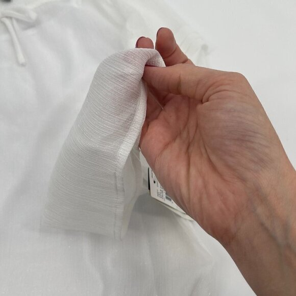 BCX Girl Top Large Womens White Casual Sheer Bell Sleeves Lightweight Tie New - Picture 5 of 12